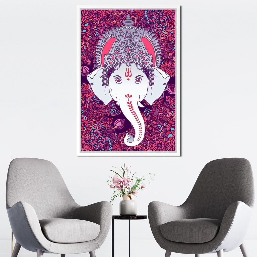 Hindu Lord Ganesha in Pink Canvas Wall Art