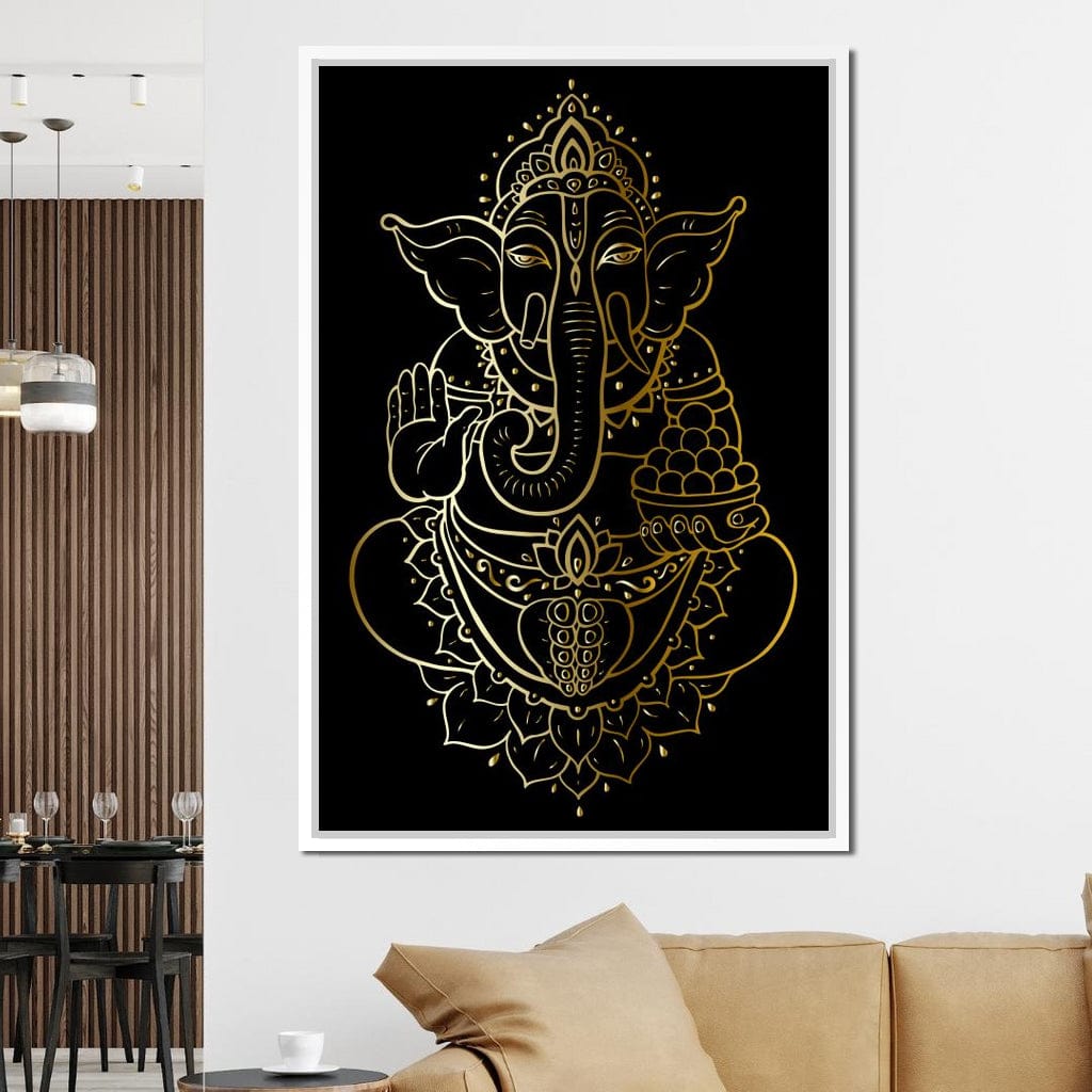 Golden Ganesha Canvas Wall Art