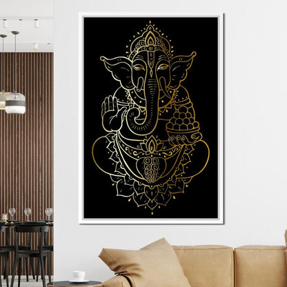 Golden Ganesha Canvas Wall Art