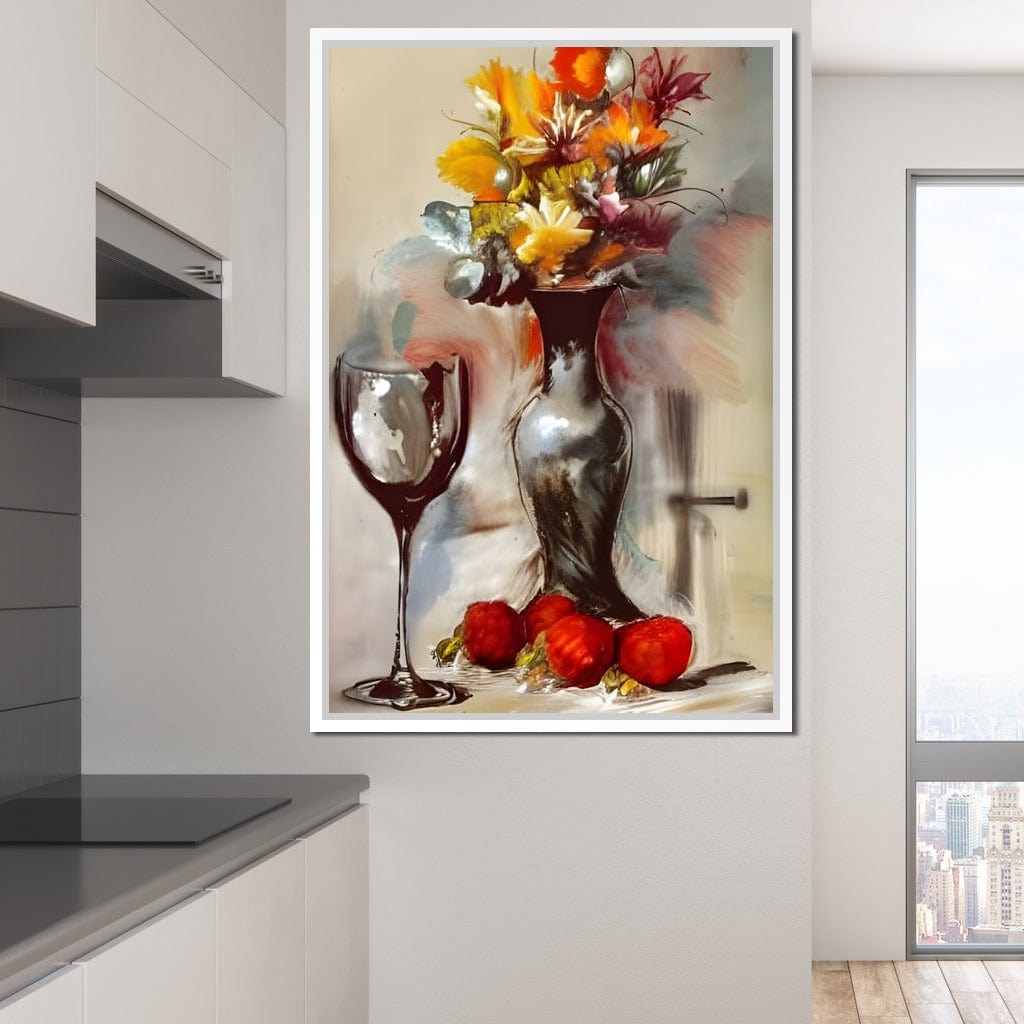 Abstract Wine & Flowers 02 Canvas Wall Art