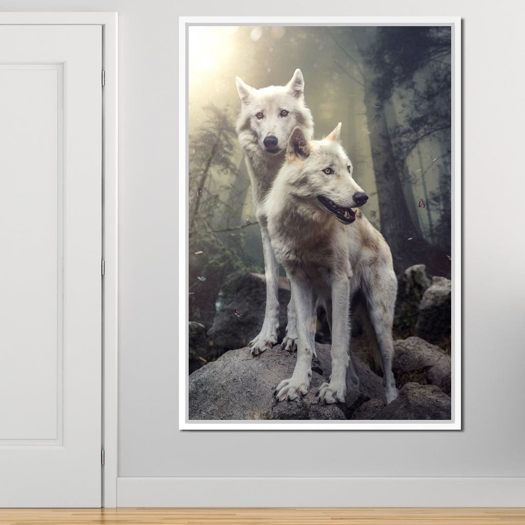 Double Wolves Canvas Wall Art