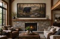 Black Bear Wall Art - Rustic Cabin Decor Canvas Print for Mountain Lodge