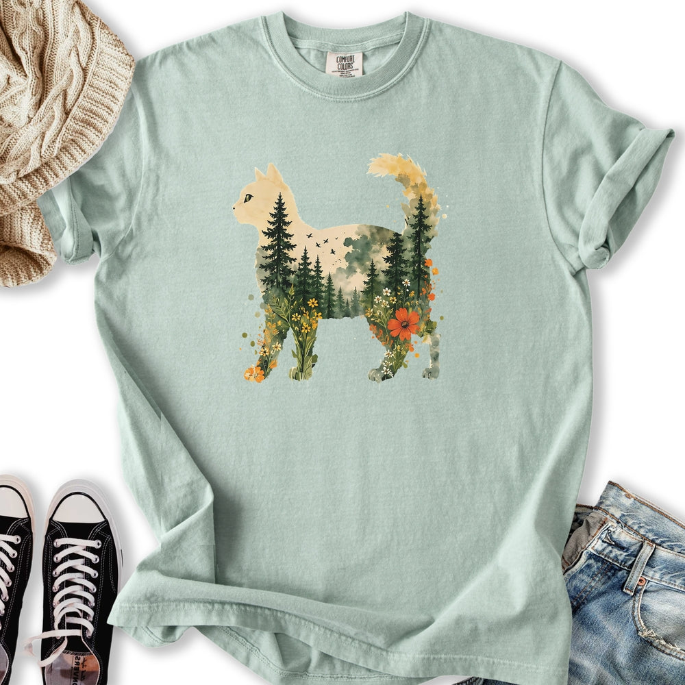 Floral Cat Sunset Relaxed Tee