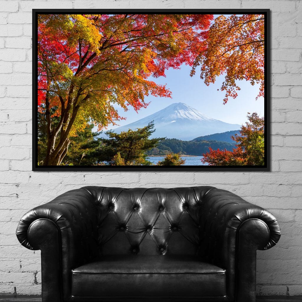 Autumn Trees by Mount Fuji Canvas Wall Art
