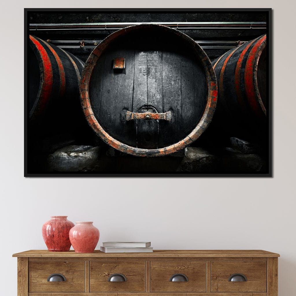 Traditional Wood Barrel Canvas Wall Art