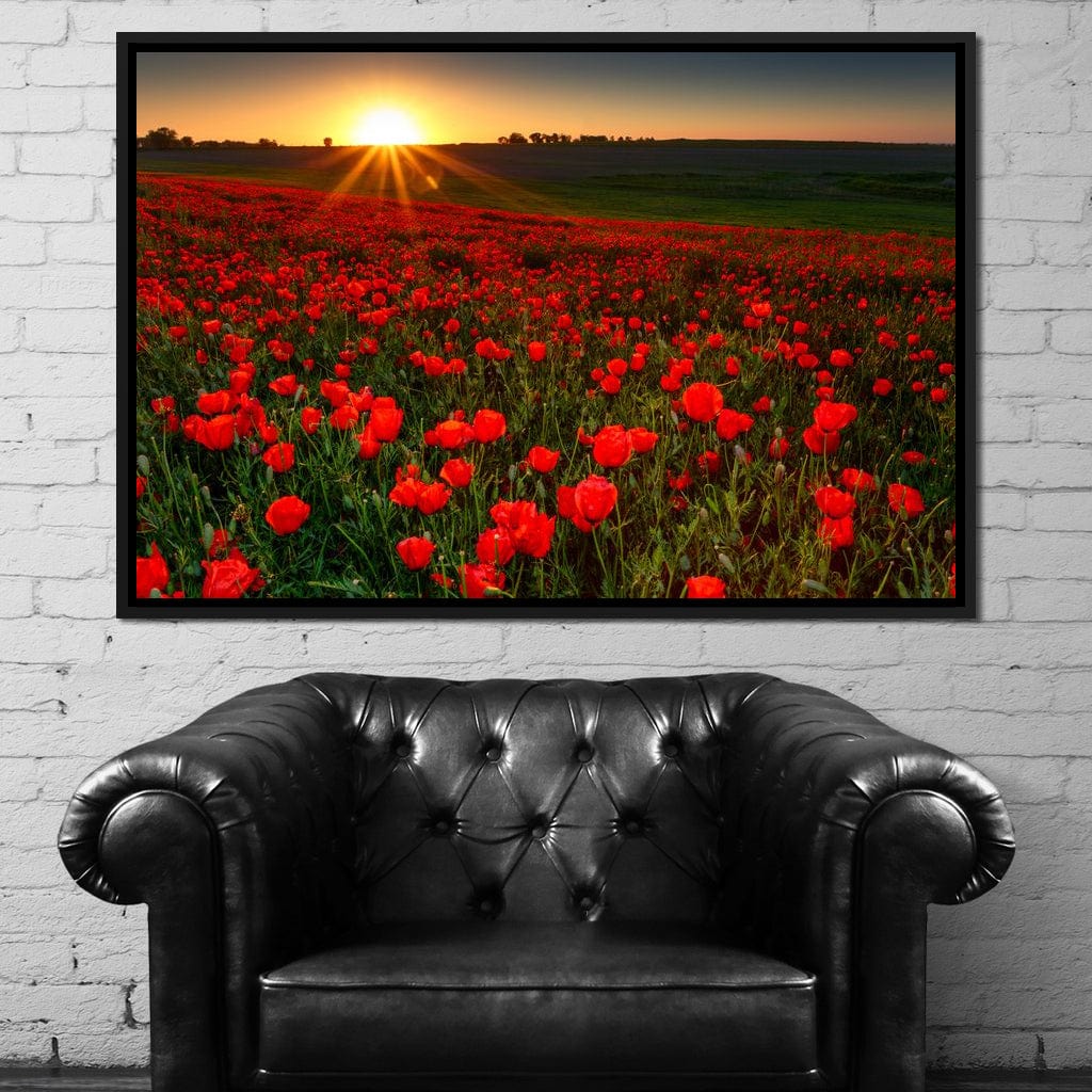 Red Poppies Field Canvas Wall Art