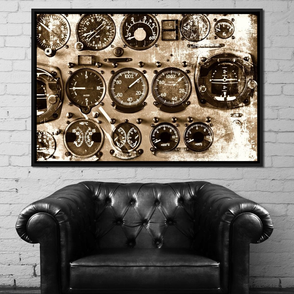 Retro Airplane Instruments Canvas Wall Art