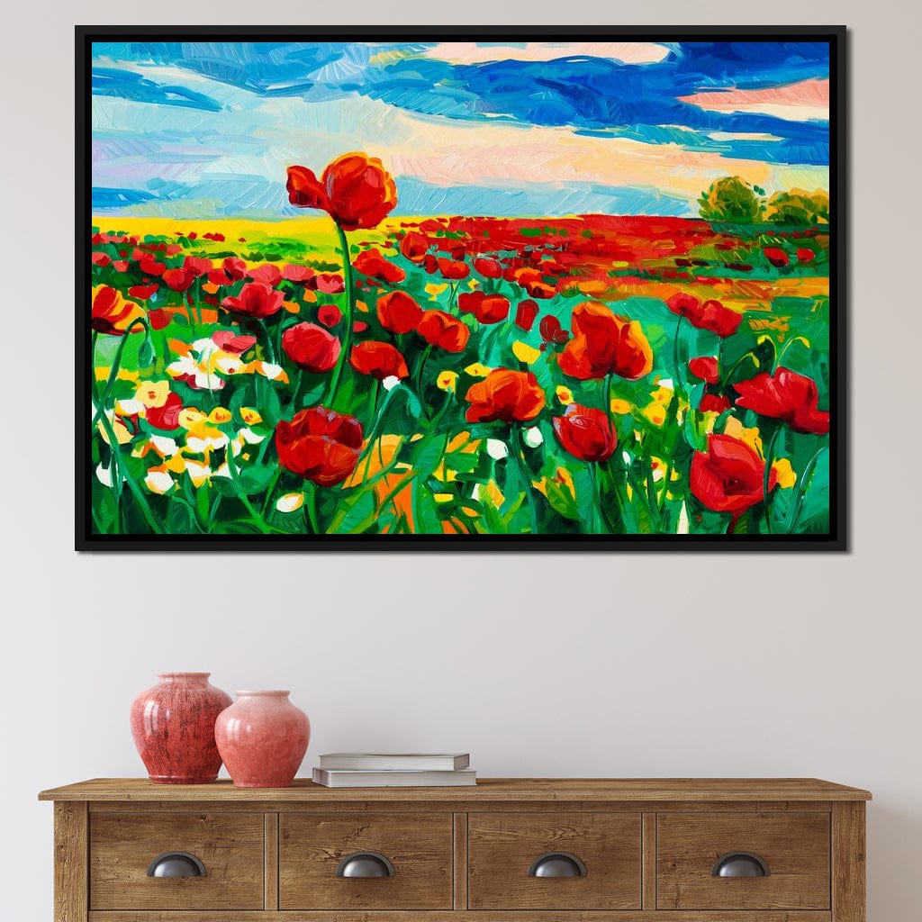 Field of Red Poppies Canvas Wall Art