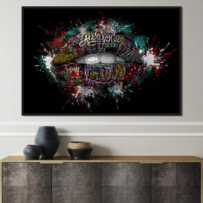 Graffiti Lips Canvas Wall Art