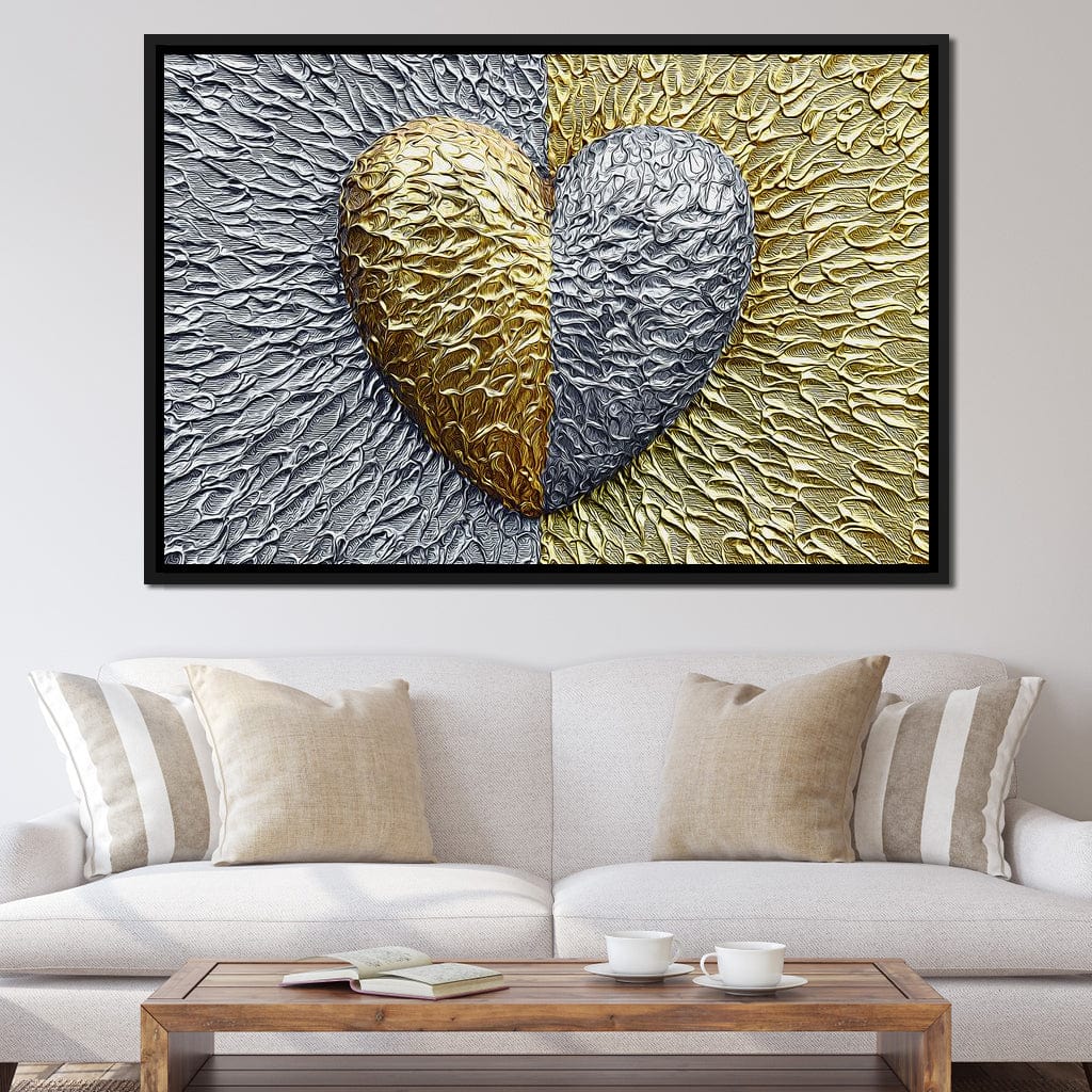 Due Color Heart Canvas Wall Art