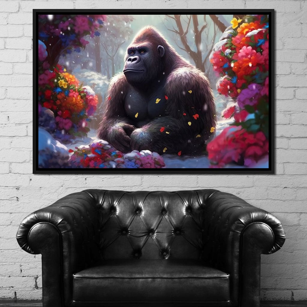 Winter Gorilla Canvas Wall Art