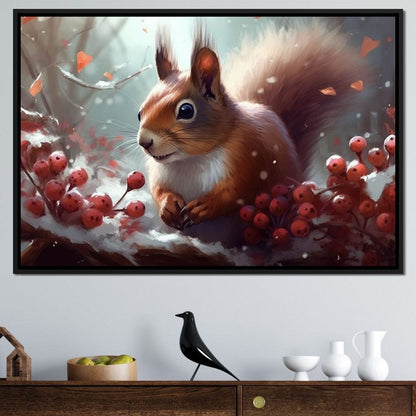 Winter Squirrel Canvas Wall Art