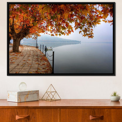 Lakeshore by Fall Canvas Wall Art