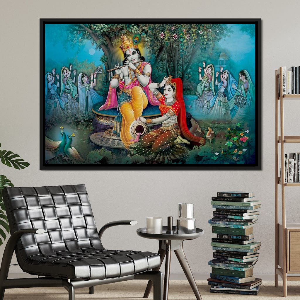 Radha & Krishna Love Tree Canvas Wall Art