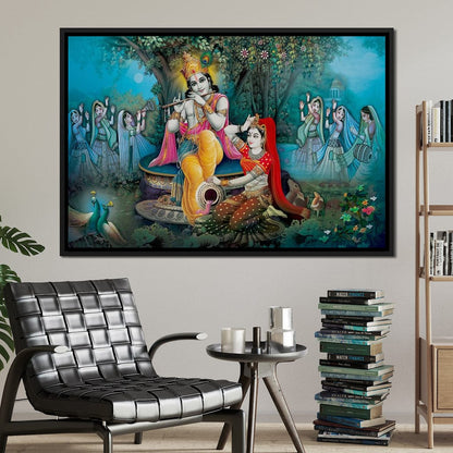 Radha & Krishna Love Tree Canvas Wall Art