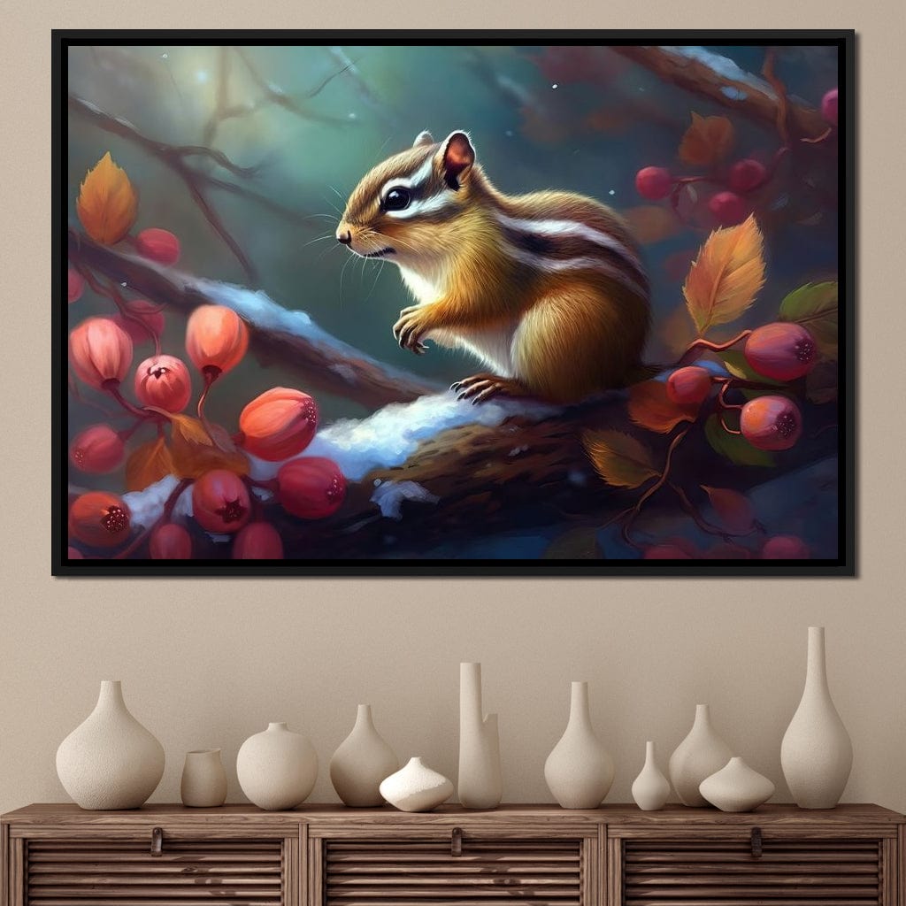 Winter Chipmunk Canvas Wall Art