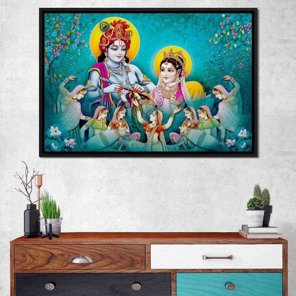 Lord Radha & Krishna Love Song Canvas Wall Art