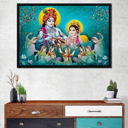 Lord Radha & Krishna Love Song Canvas Wall Art