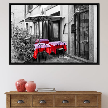 Red Tables In Rome Canvas Wall Art