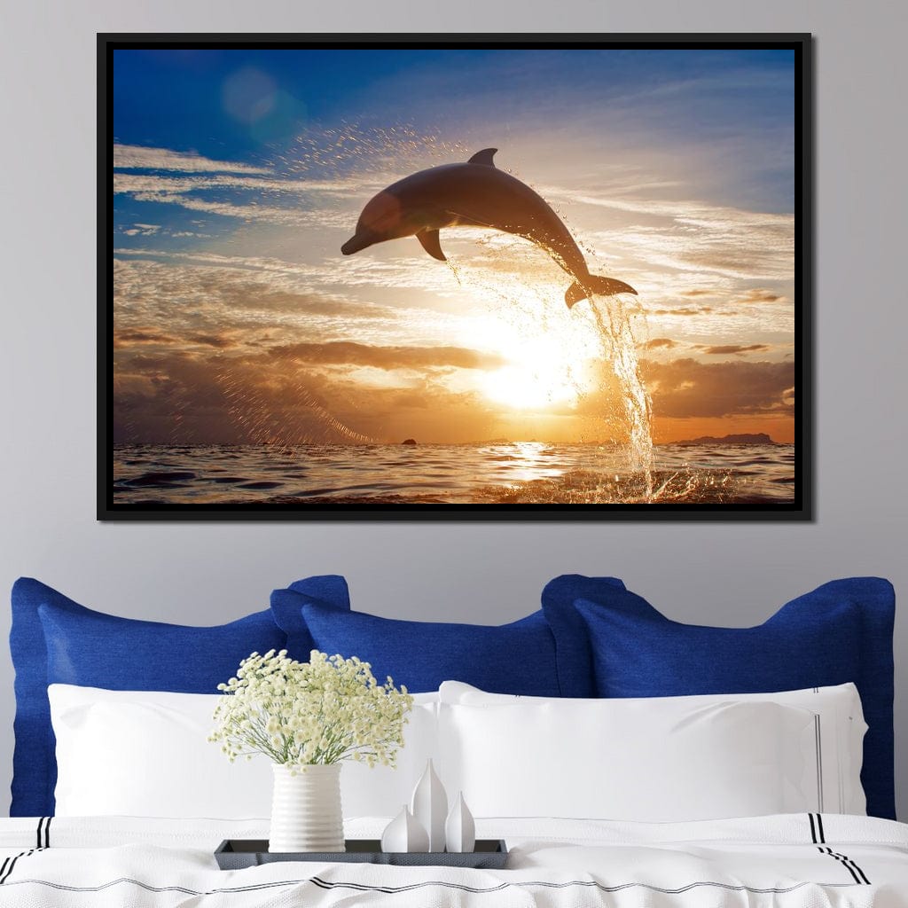 Leaping Dolphin Canvas Wall Art