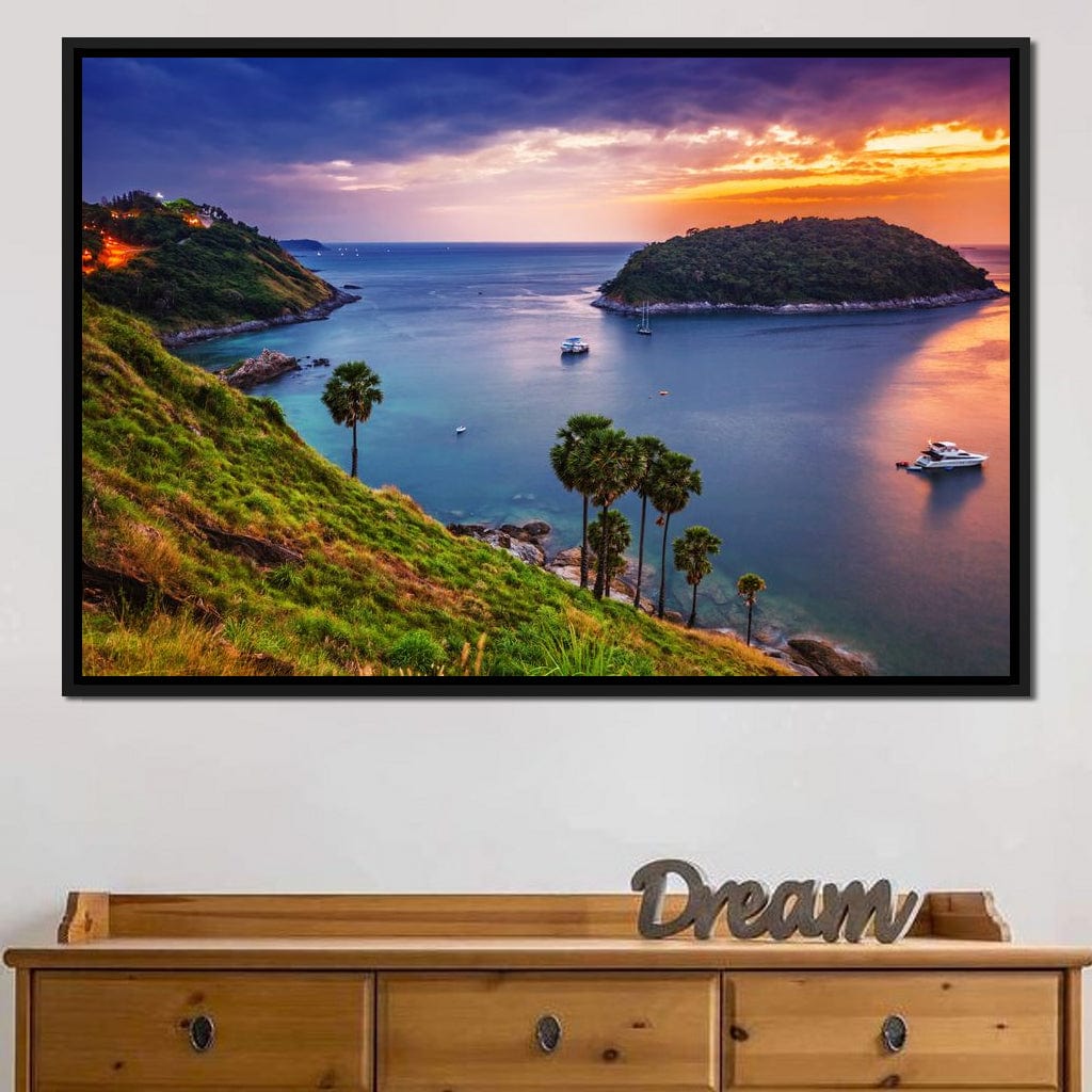 Boats Watching The Sunset Canvas Wall Art