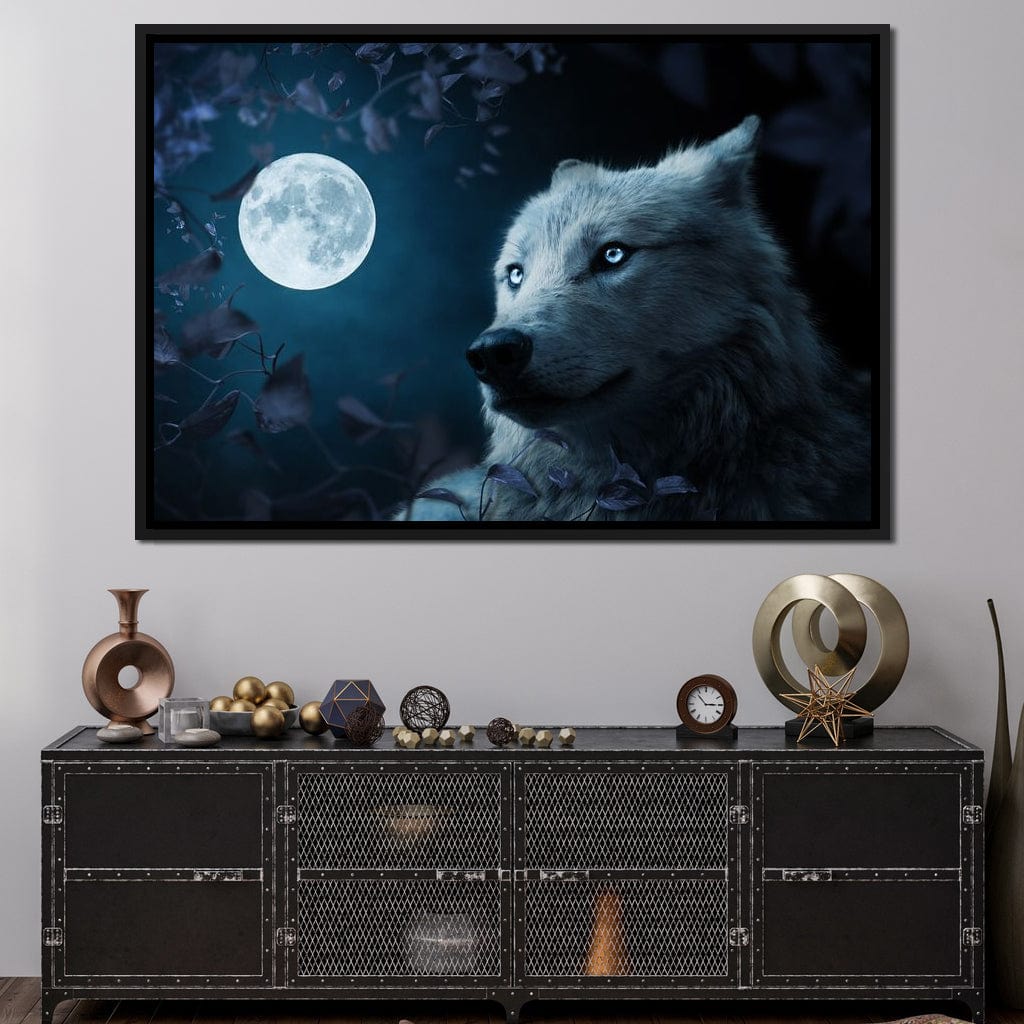 Wolf Full Moon Canvas Wall Art