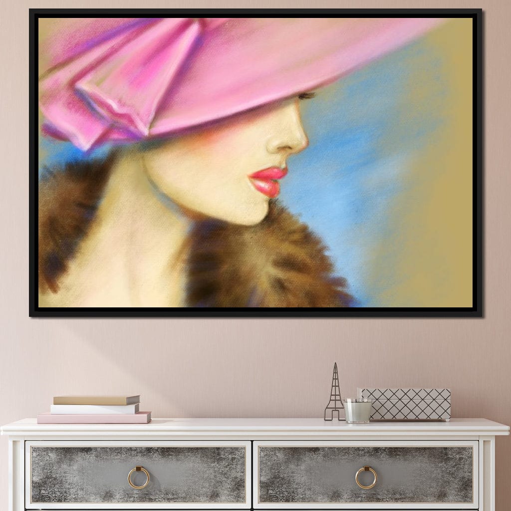 Pink Hat Fashion Canvas Wall Art