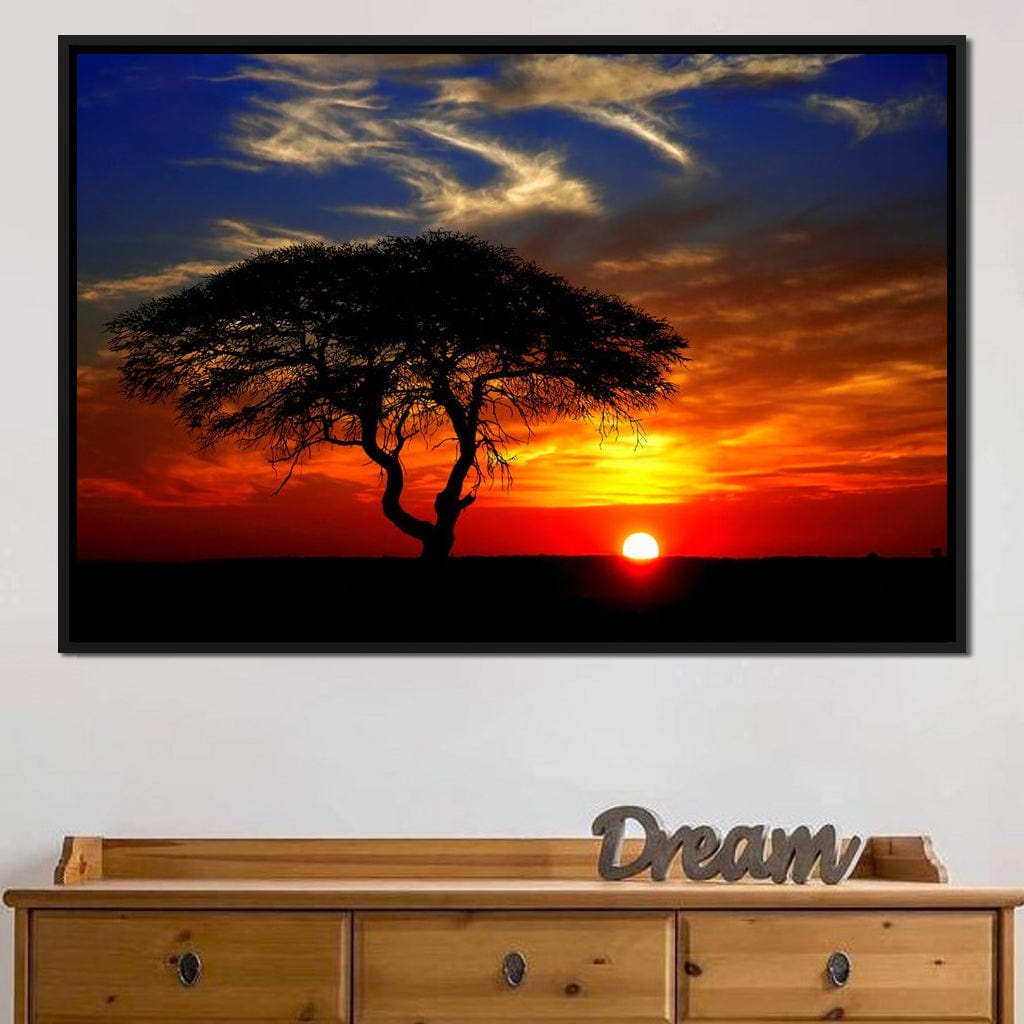 African Landscape Sunset Canvas Wall Art