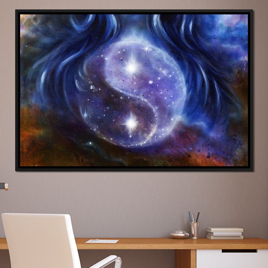 Yin Yang Stars Canvas Wall Art