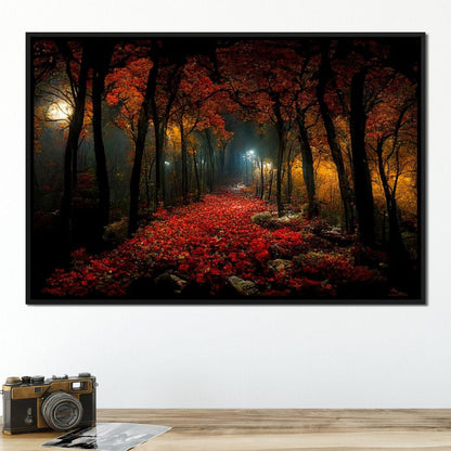 Beautiful Forest at Night Canvas Wall Art