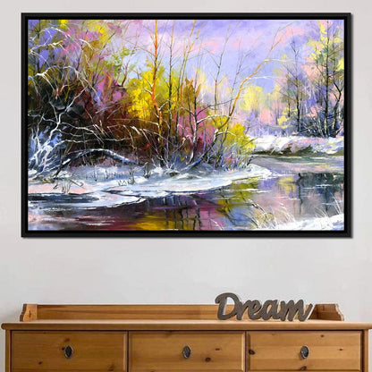 Winter Stream Canvas Wall Art