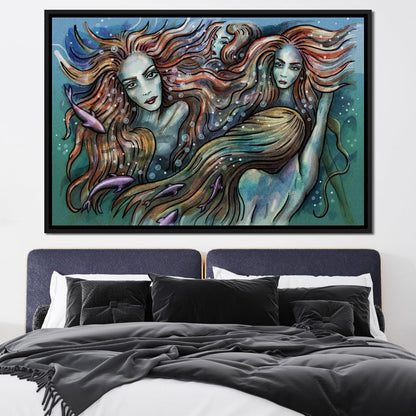 The 4 Mermaids Canvas Wall Art