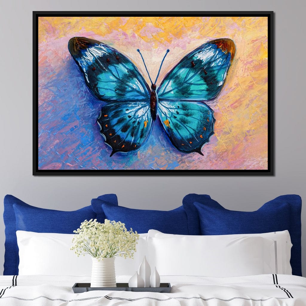 Light Blue Butterfly Canvas Wall Art