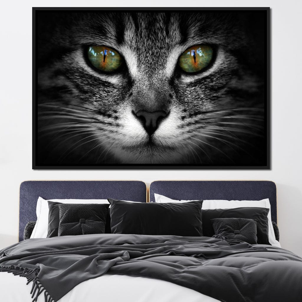 Green Eyed Cat Canvas Wall Art