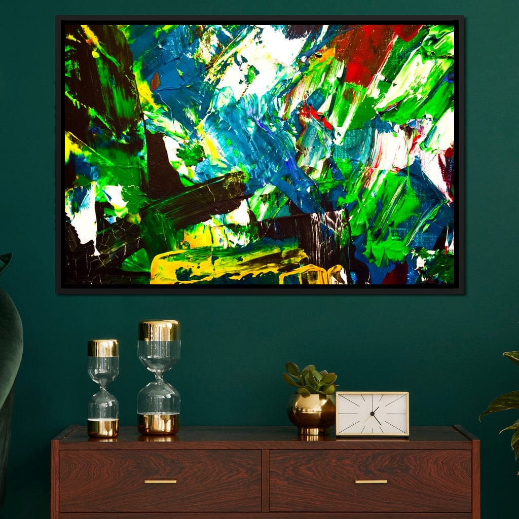 Abstract Emerald Splash Canvas Wall Art