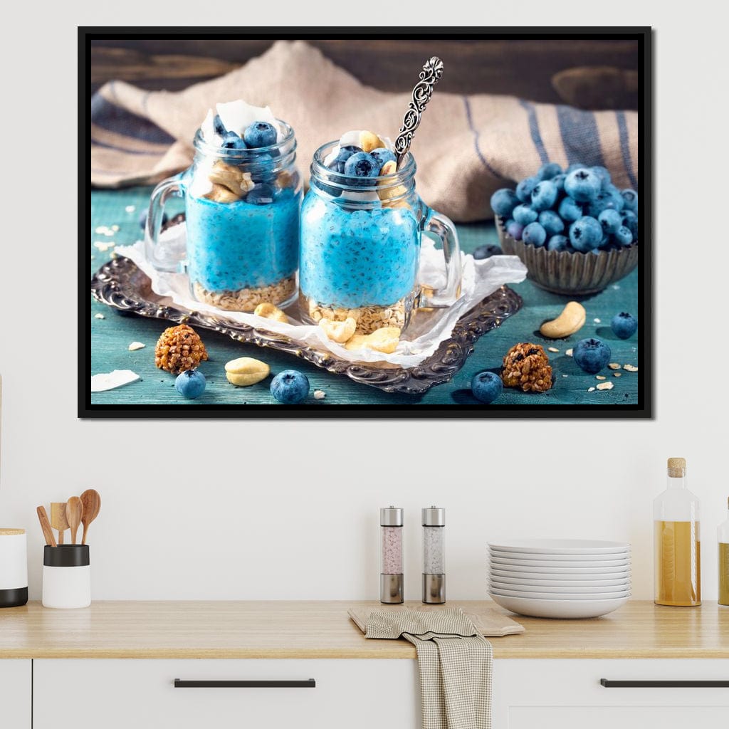 Chia Seeds & Blueberries Pudding Canvas Wall Art
