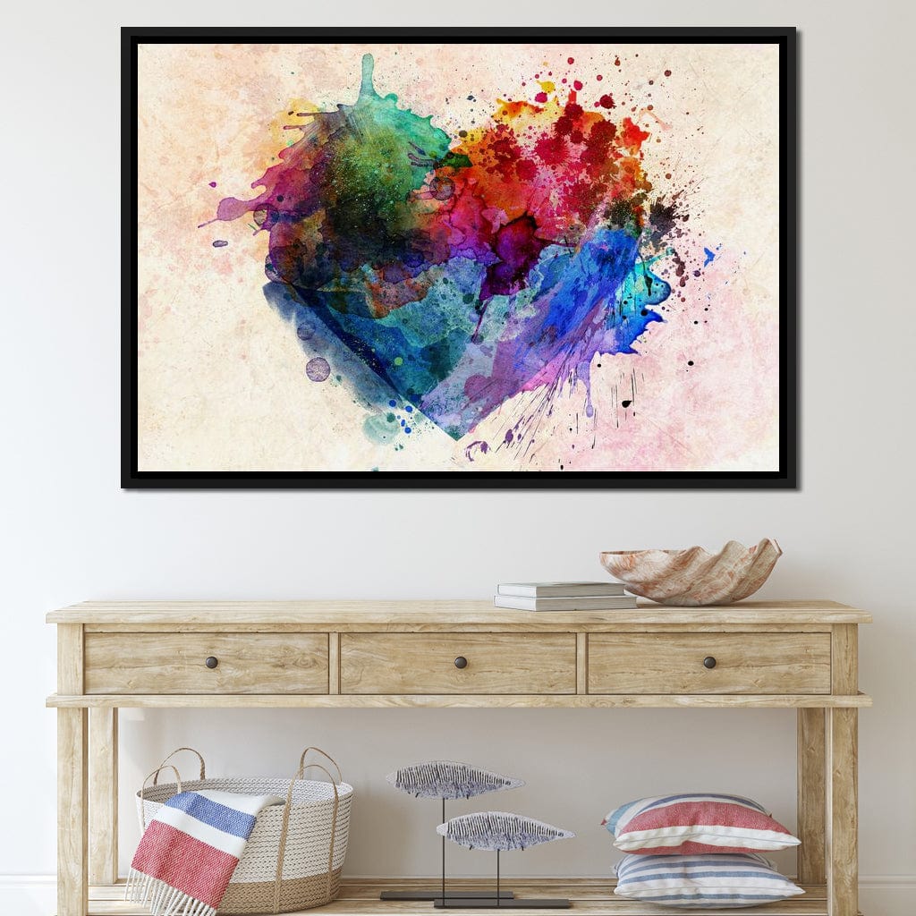 Heart Splash Canvas Wall Art