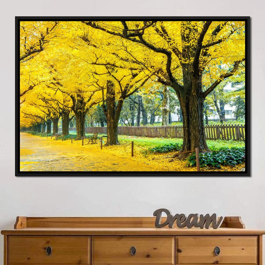 Yellow Ginkgo Trees Canvas Wall Art