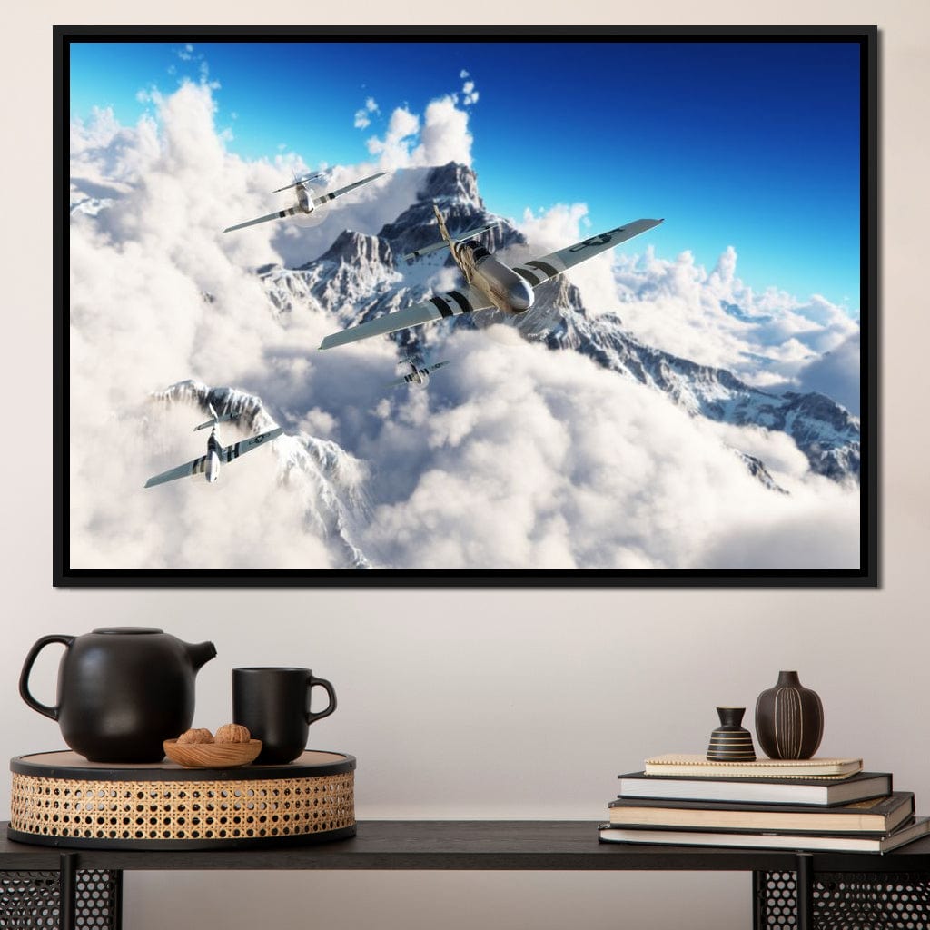 P51 Mustangs Winter Squadron Canvas Wall Art