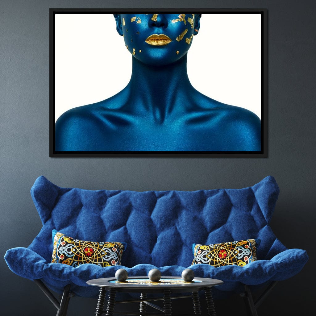 Blue Body Paint Canvas Wall Art