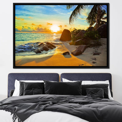 Natural Beach Sunset Canvas Wall Art