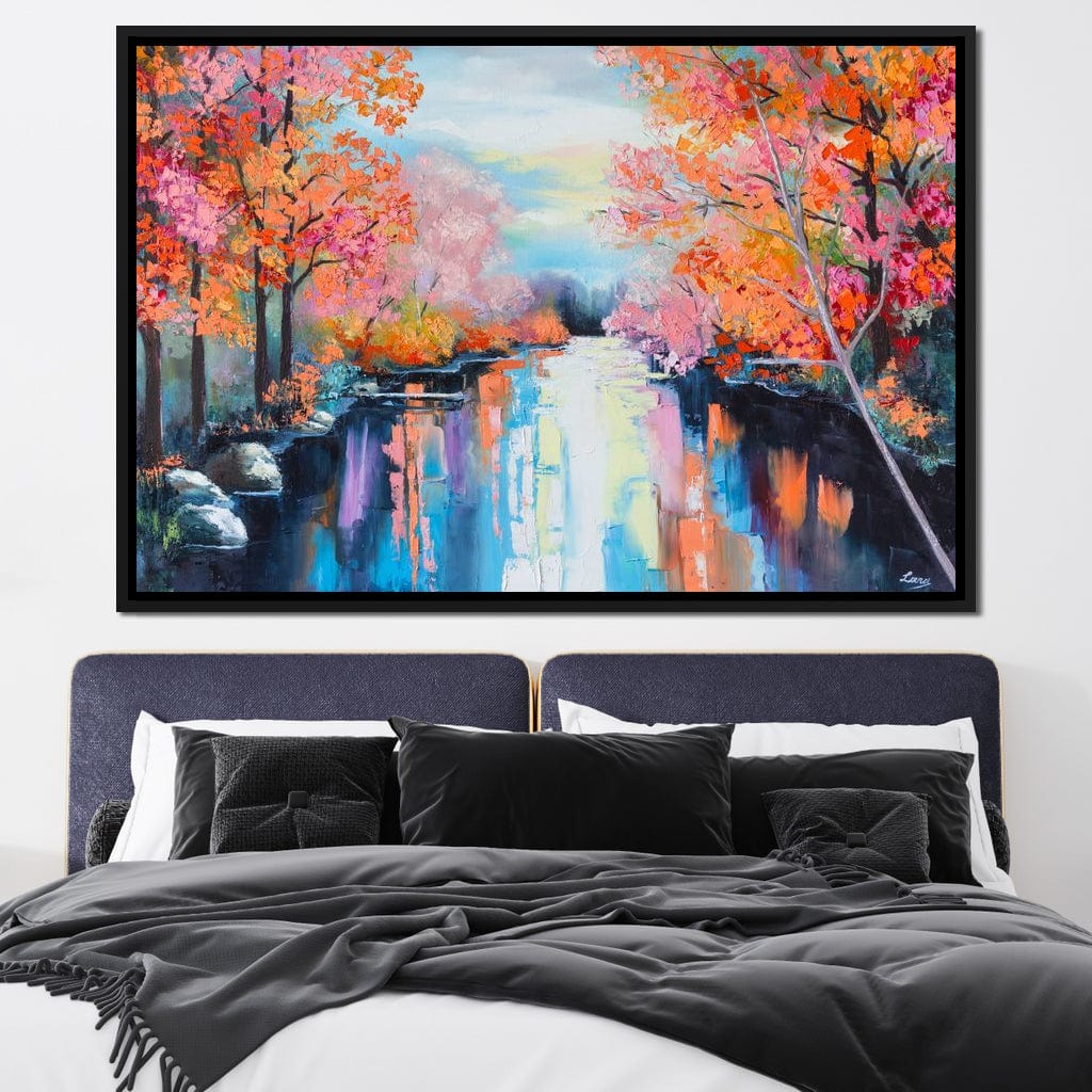 Autumn Stream Pastel Canvas Wall Art