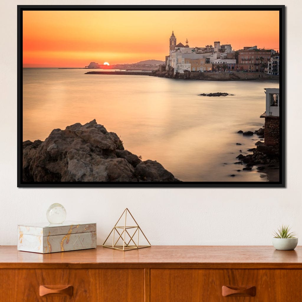 Sunset over Sitges Canvas Wall Art