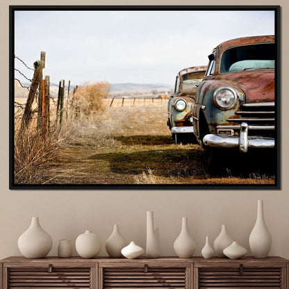 Abandoned Cars Canvas Wall Art