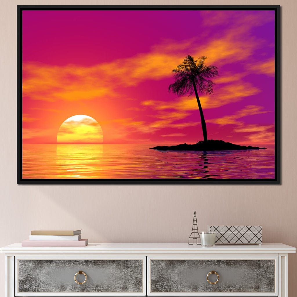 Sunset Island Canvas Wall Art