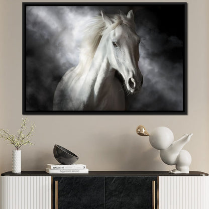 White Stallion Canvas Wall Art
