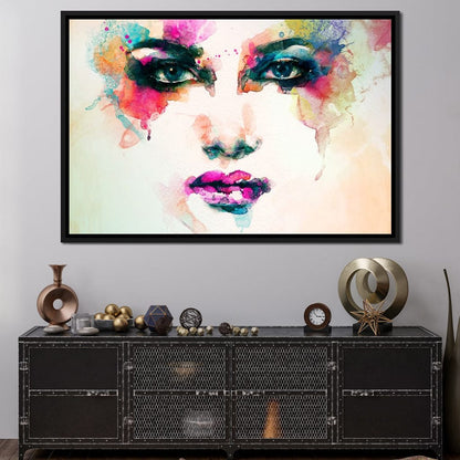 Watercolor Abstract Woman Portrait Canvas Wall Art