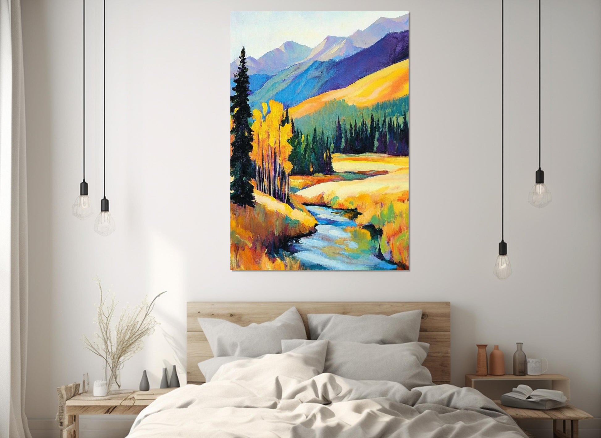 Alpine Landscape Canvas | Impressionist Wall Art - Framed, Ready to Hang