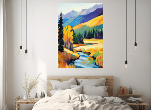 Alpine Landscape Canvas | Impressionist Wall Art - Framed, Ready to Hang
