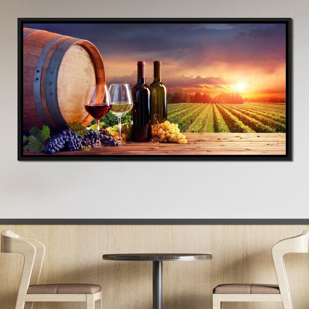 Wine Valley Sunset Canvas Wall Art